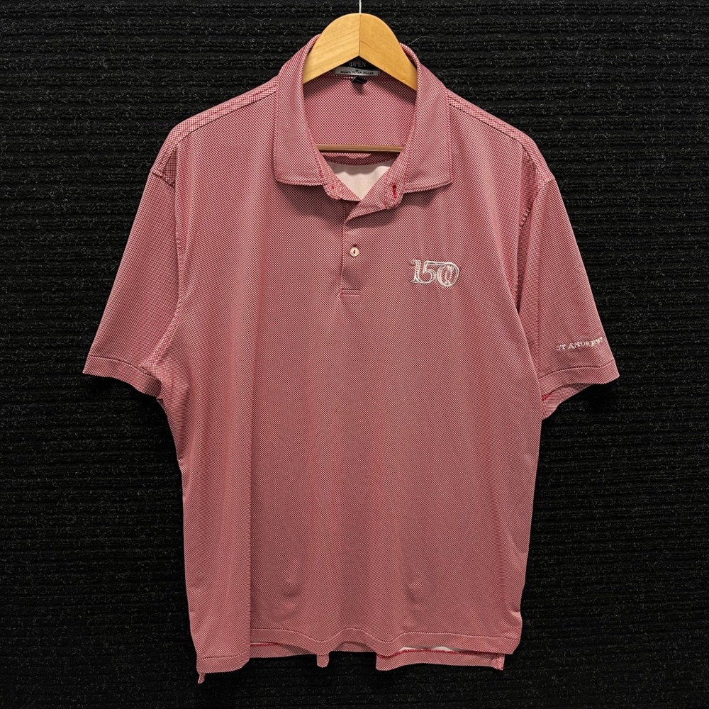 Peter Millar The Open 150th St Andrews Golf Polo Shirt Red White Mens XL